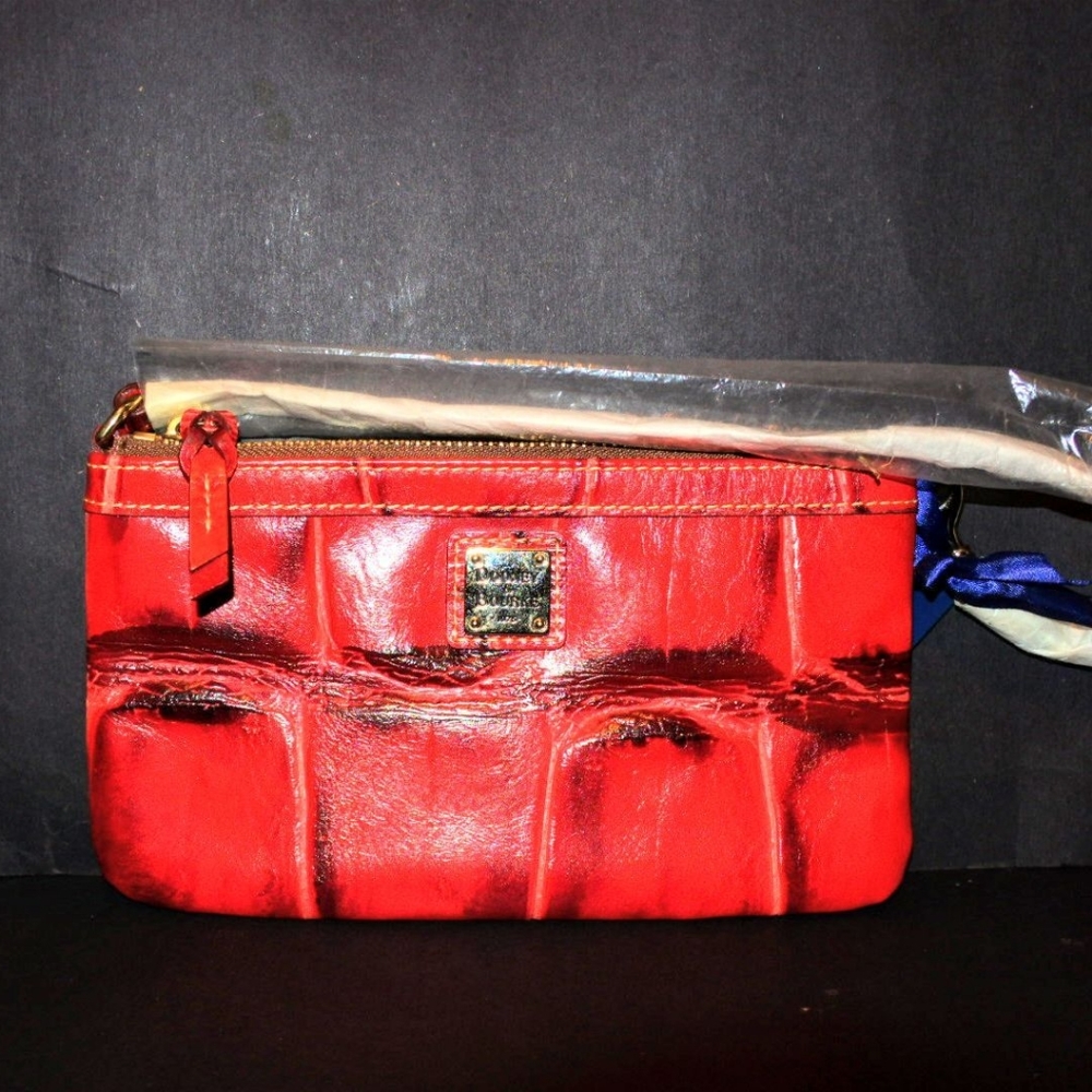 NWT Dooney and Bourke Red Croc Clutch